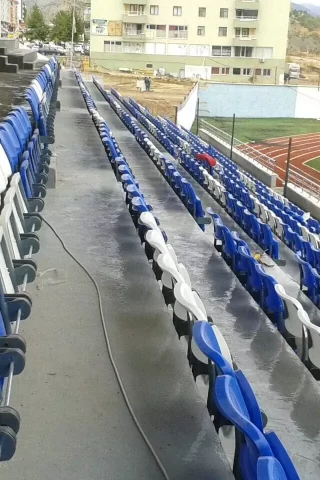 Durable and high quality stadium seats produced in Europe.