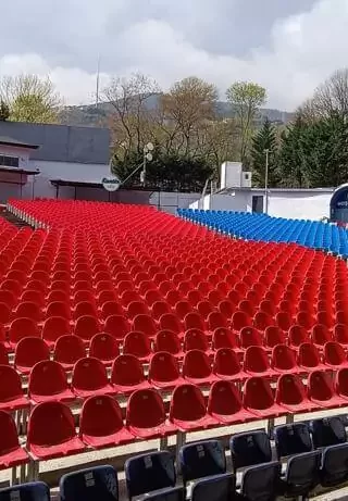 Durable and high quality stadium seats produced in Europe.