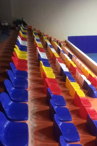 Durable and high quality stadium seats produced in Europe.