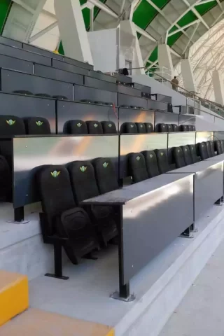 Durable and high quality stadium seats produced in Europe.